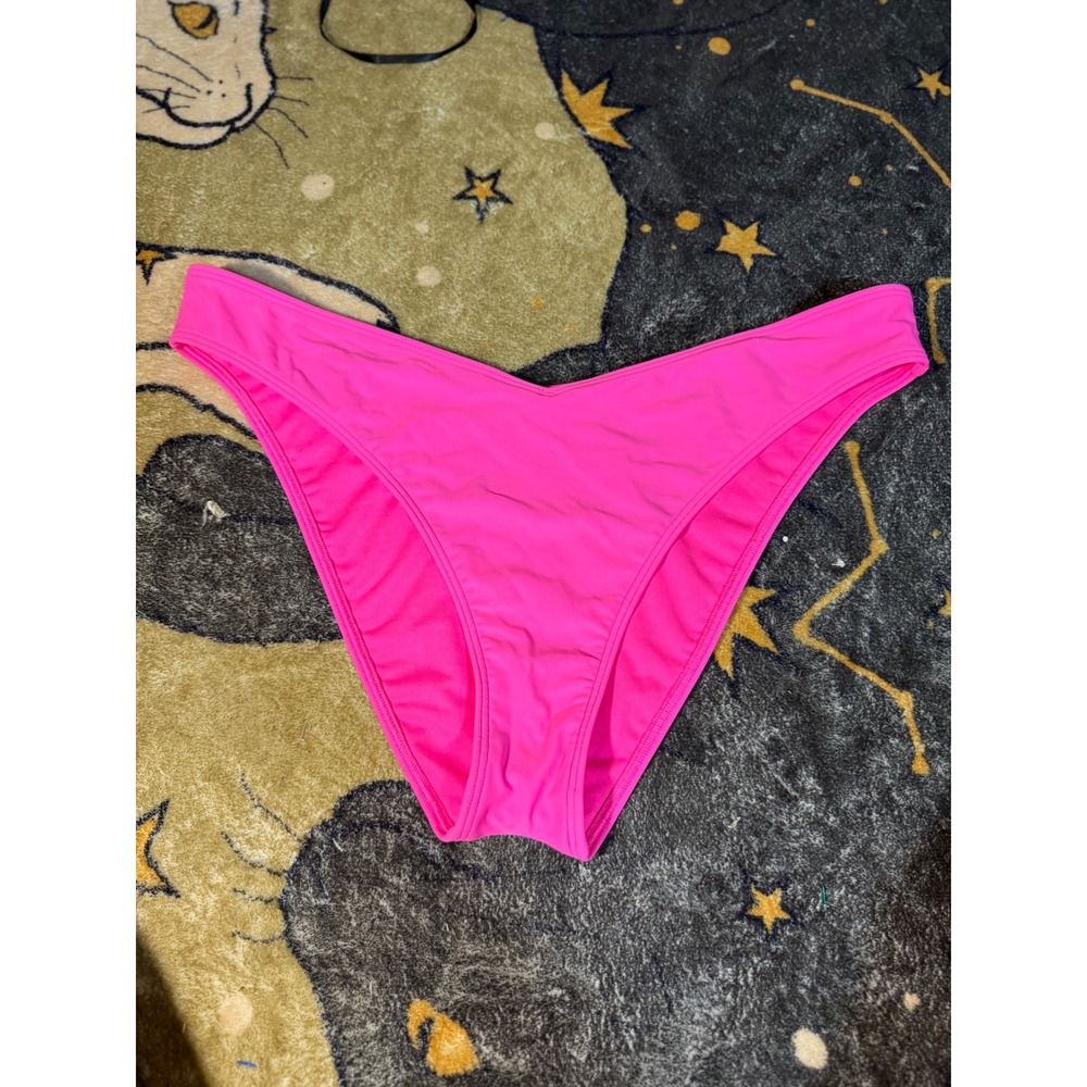 Hollister Swim Hot Pink High Cut‎ V-Front Bikini Bottoms XL Neon 31153219